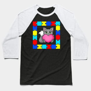 Autism Day cat Baseball T-Shirt